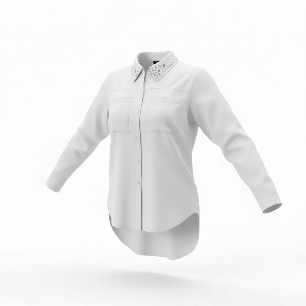 NWT IMAN White Shirt Jewel Embellished Collar | Size XS | Retail $85